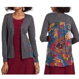 Anthropologie Yellow Bird Spliced Floral Cardigan